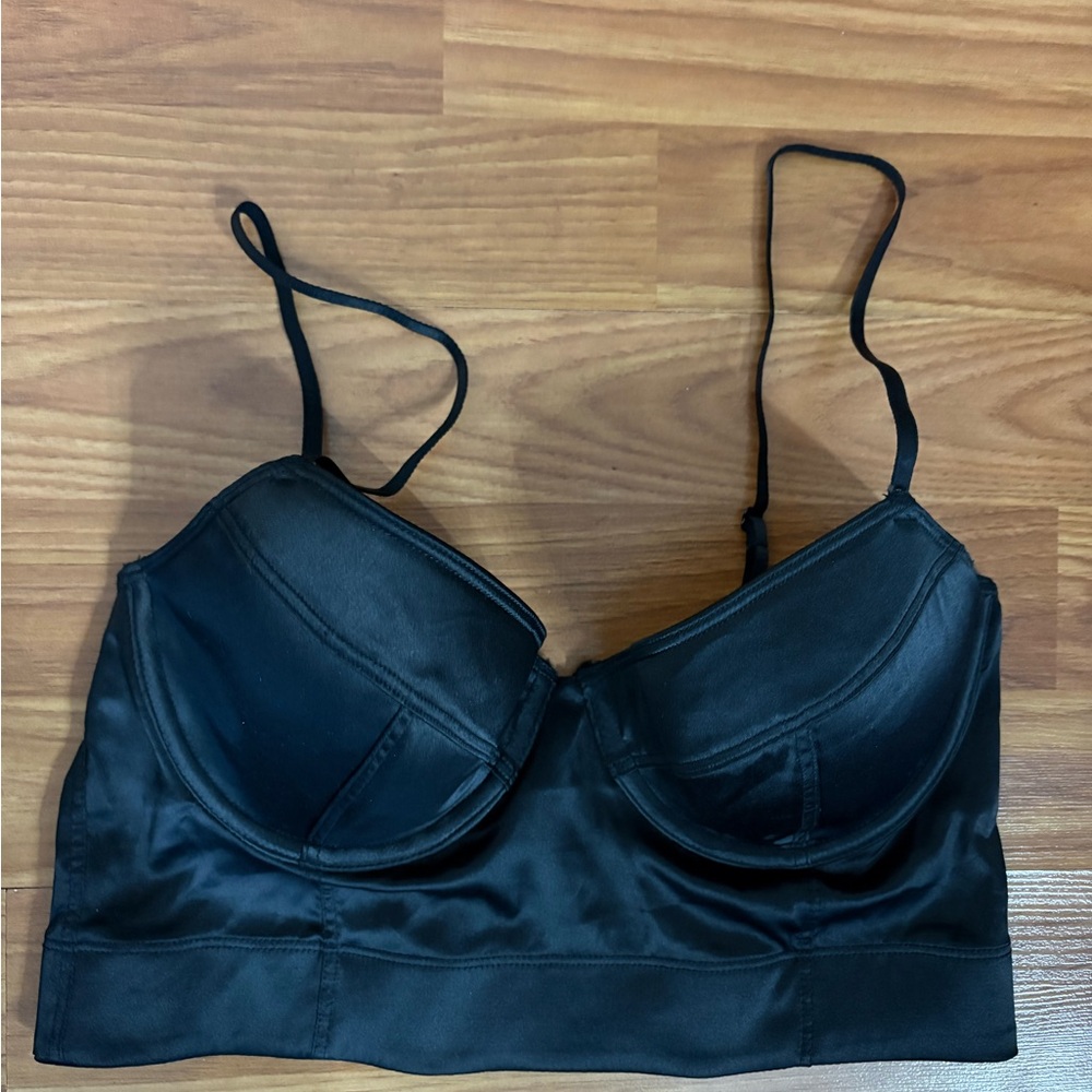 H&M Black Satin Underwire Bralette